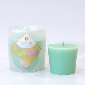 和ろうそく「花灯窓　杜」グリーン色のキャンドルでヒノキの香り Japanese Aroma Candle